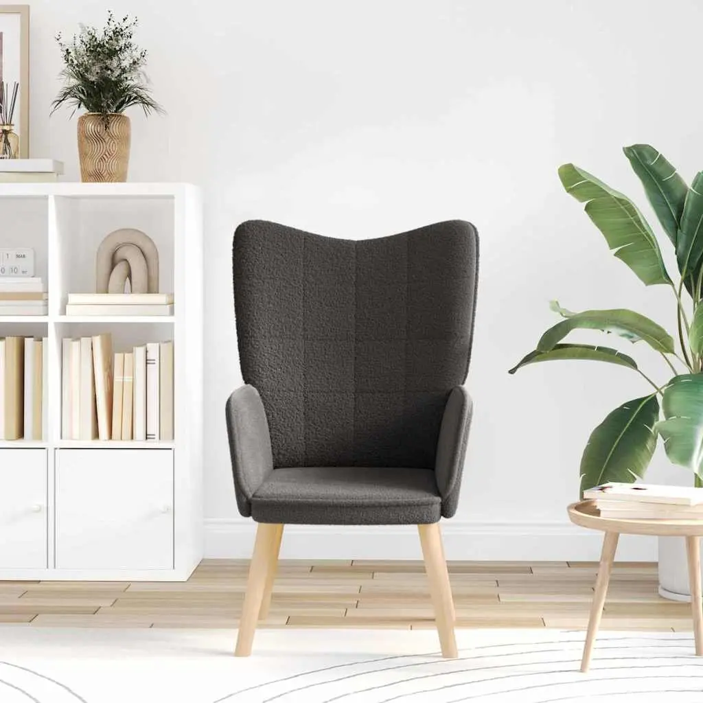 Ergonomic Armchair Dark Grey Sherpa Fabric for Relaxing in Living Room Bedroom 62x67x95.5cm