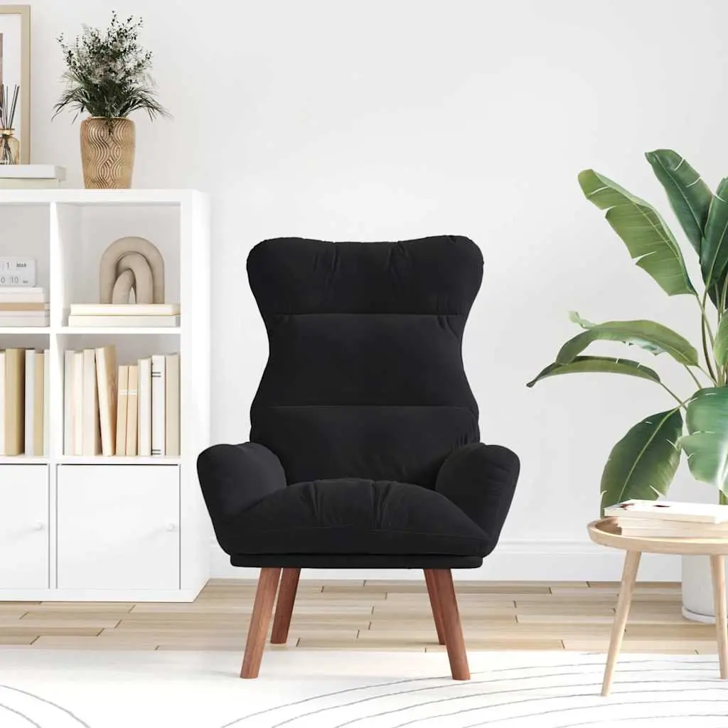 Armchair Black Velvet Modern Relaxing Chair Padded Armrests Living Room