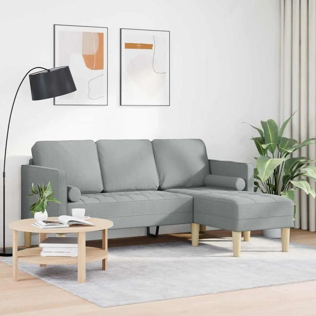 Modern Modular Sofa Set Light Grey Polyester Cushion Reconfigurable Living Room