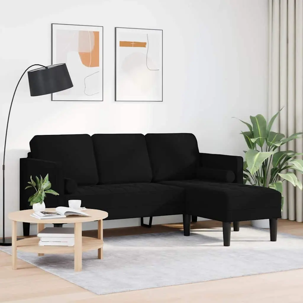 Black Modular Sofa Set with Cushions
