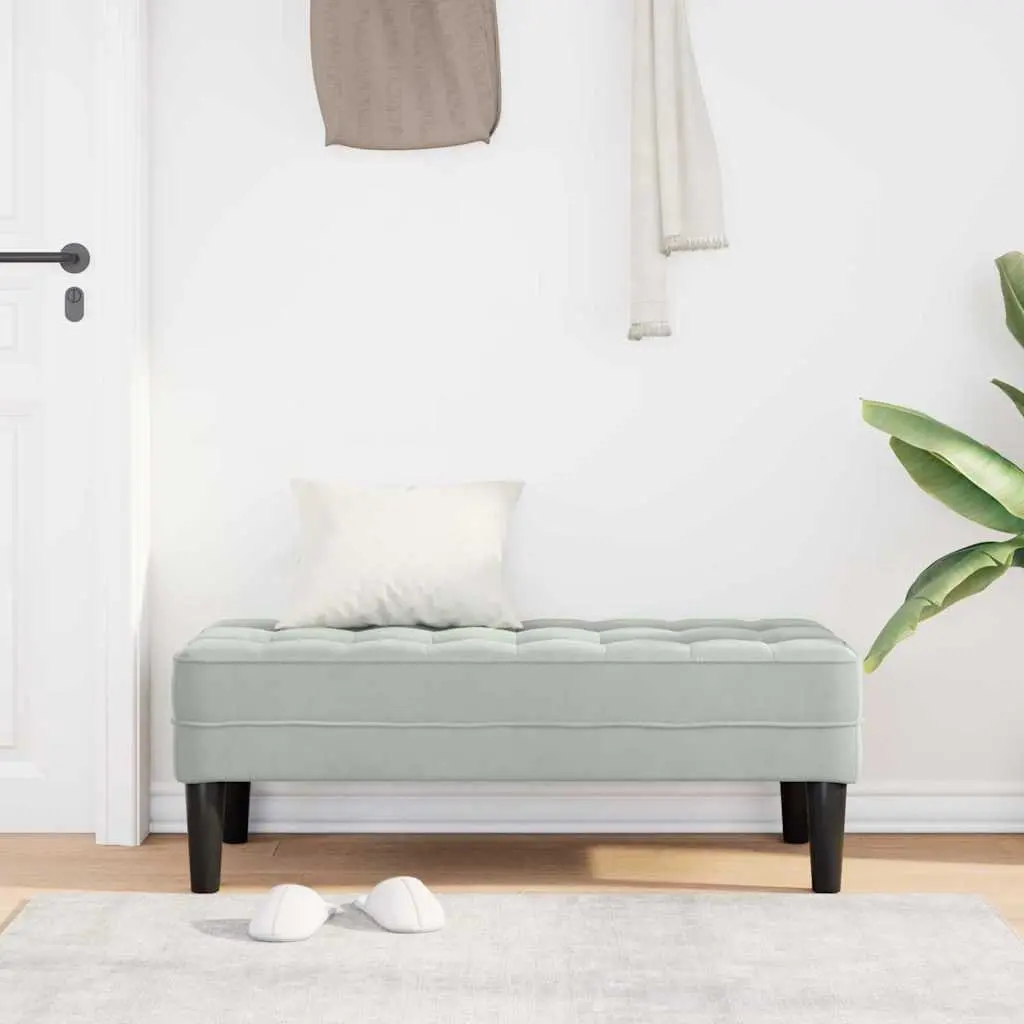 Bench Ottoman for Living Room Light Grey Velvet 113 x 57 x 39 cm