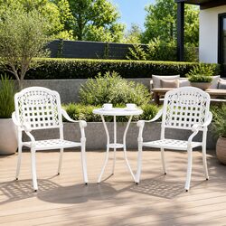 Outdoor Garden Chairs - White Aluminium, 55 x 56.5 x 91cm