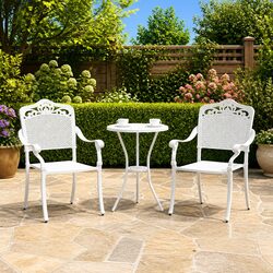 Aluminium Garden Chair Set 2 Pcs - White Vintage Style