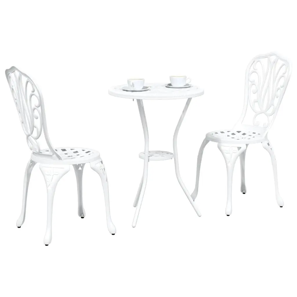 Garden Bistro Set Outdoor Use 3 Piece White Furniture Table Chairs