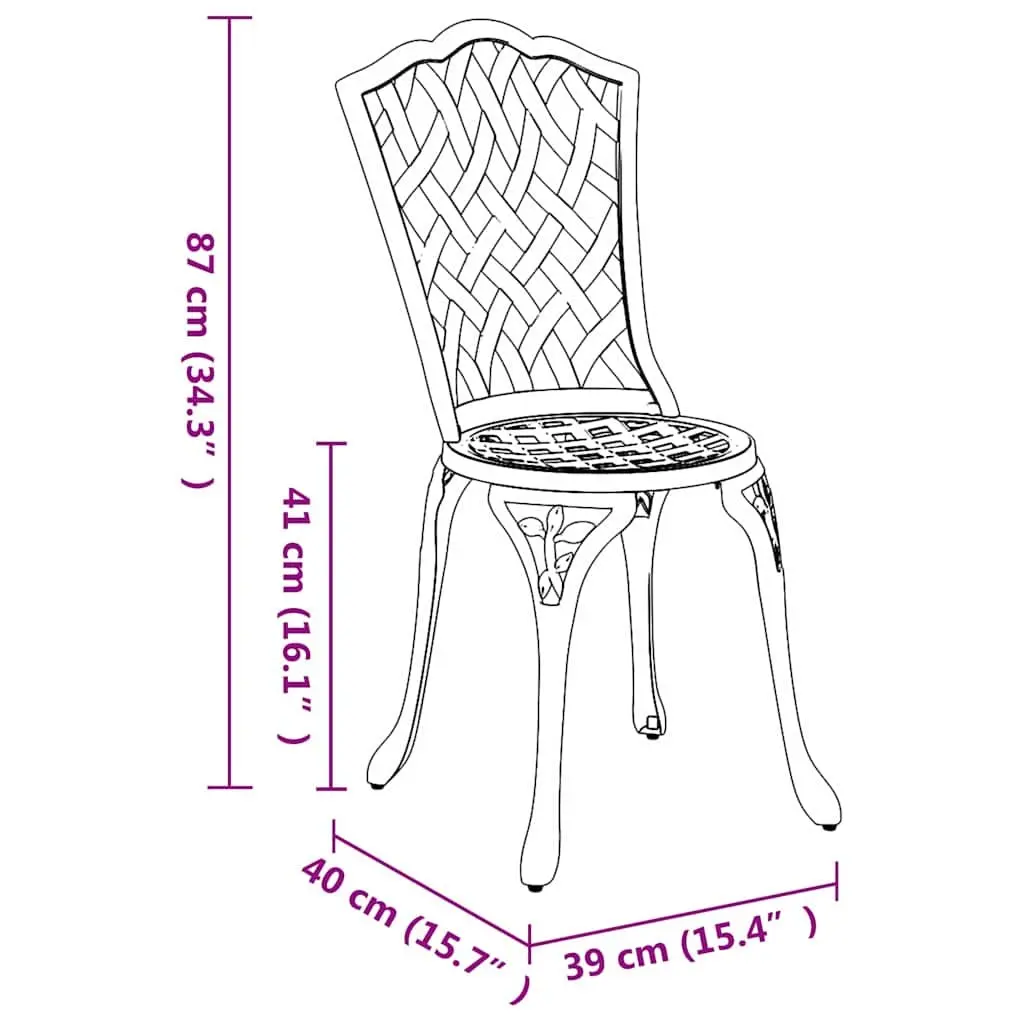 Outdoor Garden Chair 2 pcs White 39 x 40 x 87cm Aluminium Frame