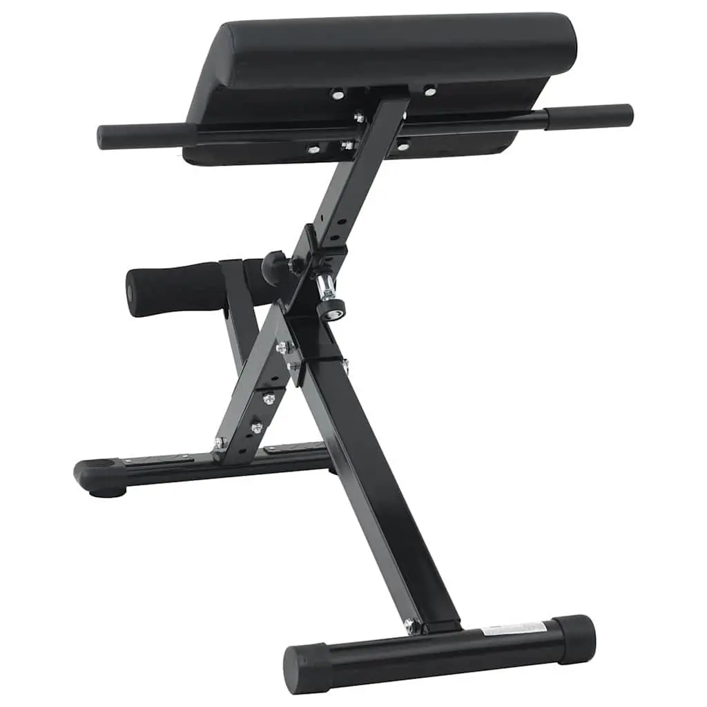 Hyperextension Bench for Home Gym Core Strength Adjustable Foldable Black