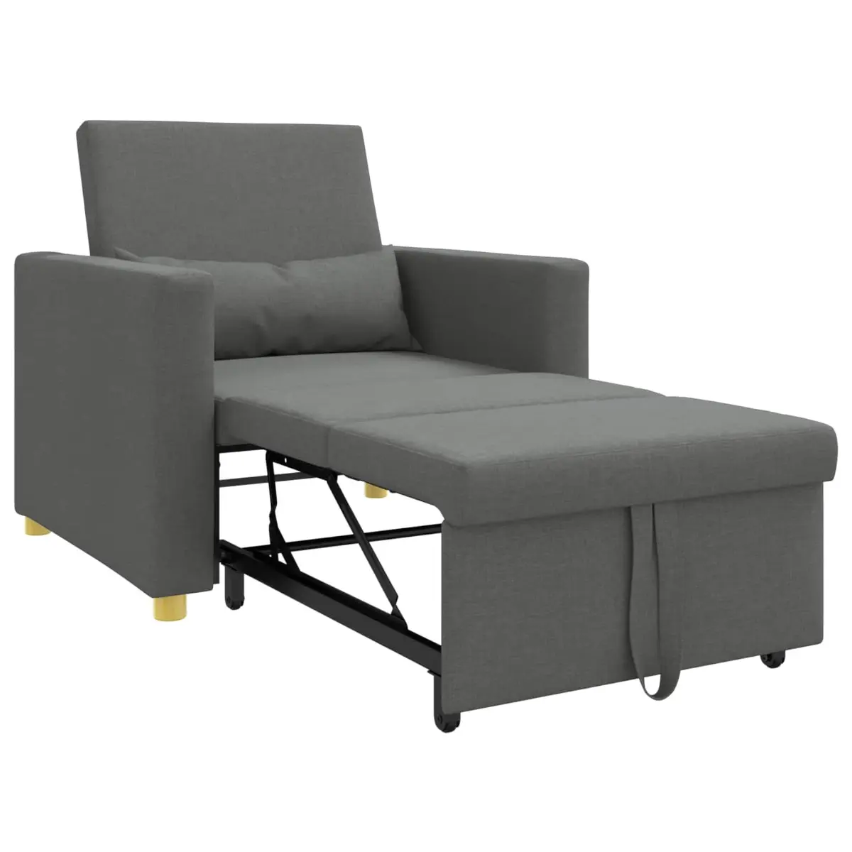 Pull Out Sofa Bed Single Grey 90x165x87cm 3-in-1 Convertible Armchair Recliner