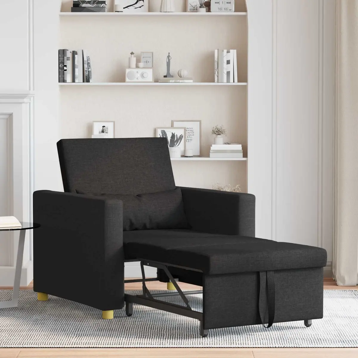 Single Sofa Bed Armchair Recliner Black