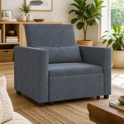 Grey Velvet 3-in-1 Sofa Bed - Dimensions and Features