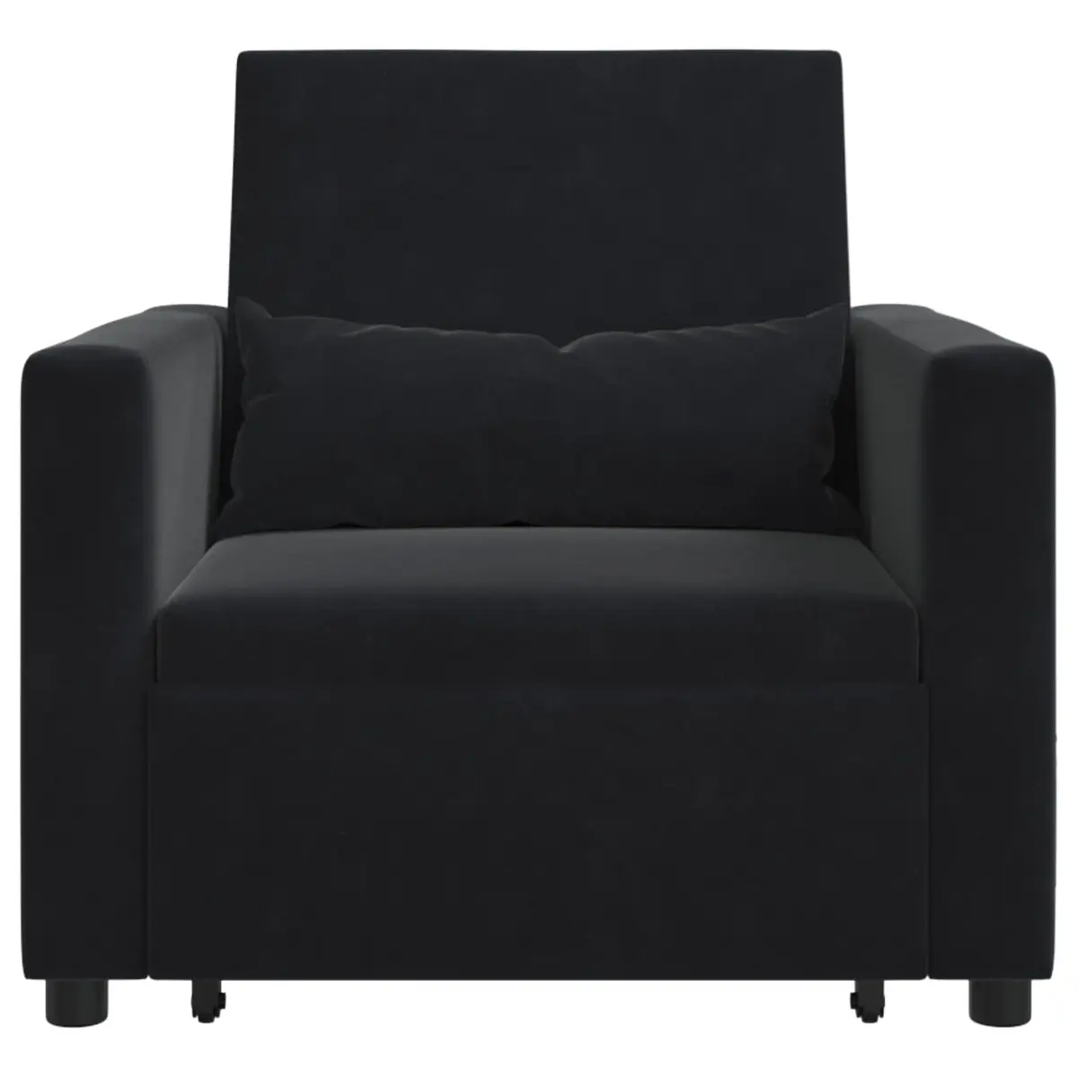 Single Pull Out Sofa Bed Chair Recliner Black Velvet