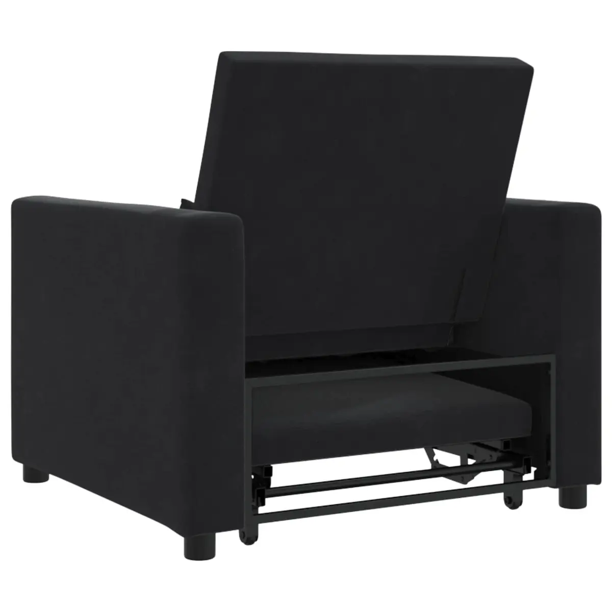 Single Pull Out Sofa Bed Chair Recliner Black Velvet