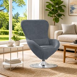 Specifications of Grey Velvet Egg Chair with Swivel Base