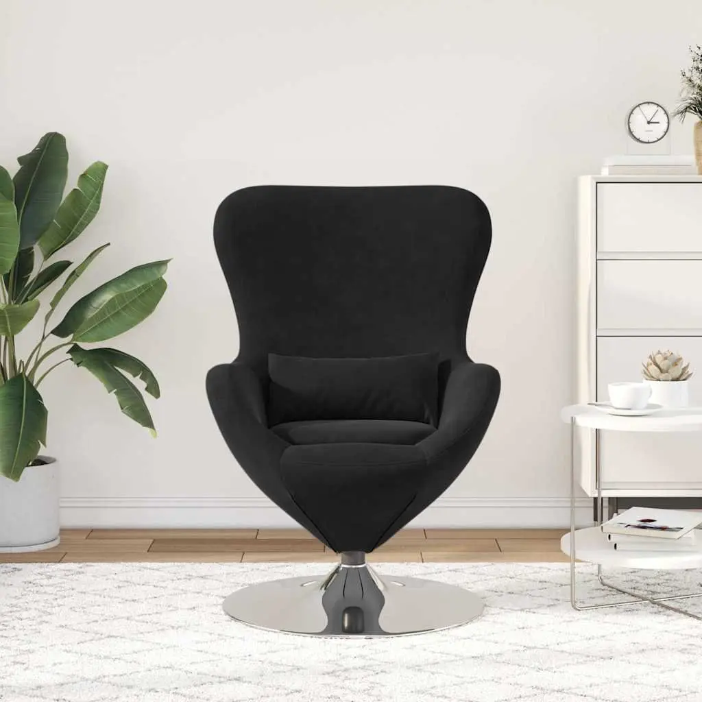 Egg Chair Lounge Velvet Black 360 Degree Swivel Modern Living Room