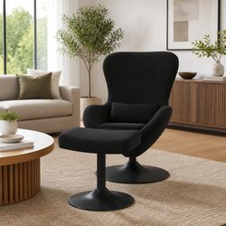 Specifications of Black Velvet Egg Chair Lounge with Footstool