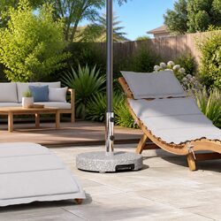 Granite Parasol Stand with Wheels: 45 cm Diameter, Grey