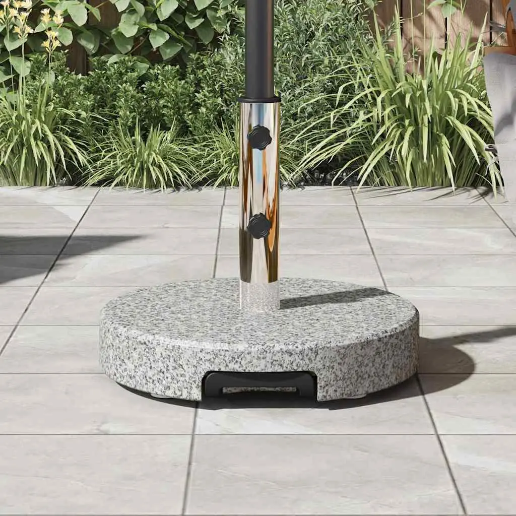 Parasol Base Grey Outdoor Garden Umbrella Stand Granite Wheels Weighted