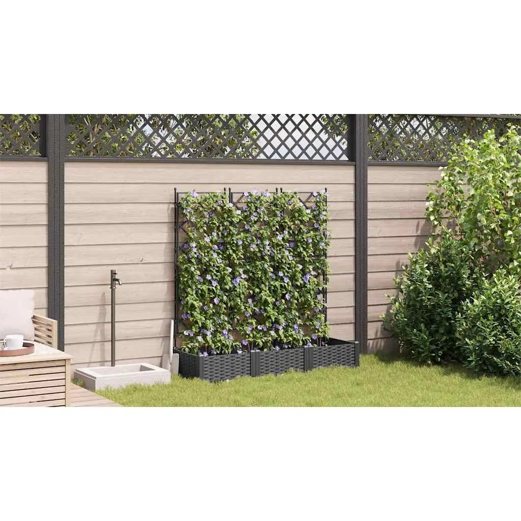 Garden Planter Set 3 Pieces Black 120x40x125.5cm Outdoor Pots Large