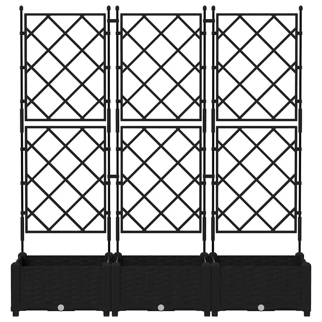 Garden Planter Set 3 Pieces Black 120x40x125.5cm Outdoor Pots Large