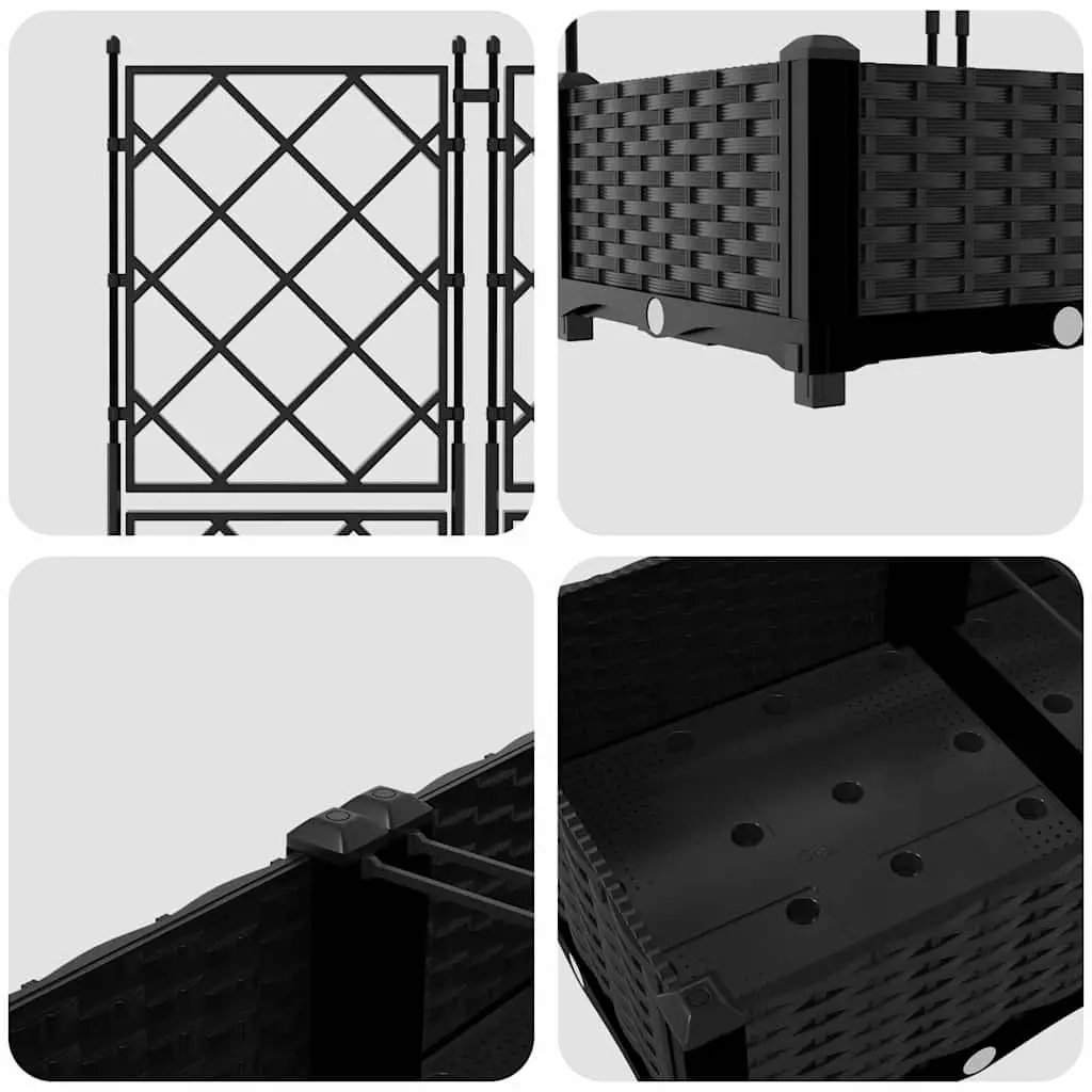Garden Planter Set 3 Pieces Black 120x40x125.5cm Outdoor Pots Large