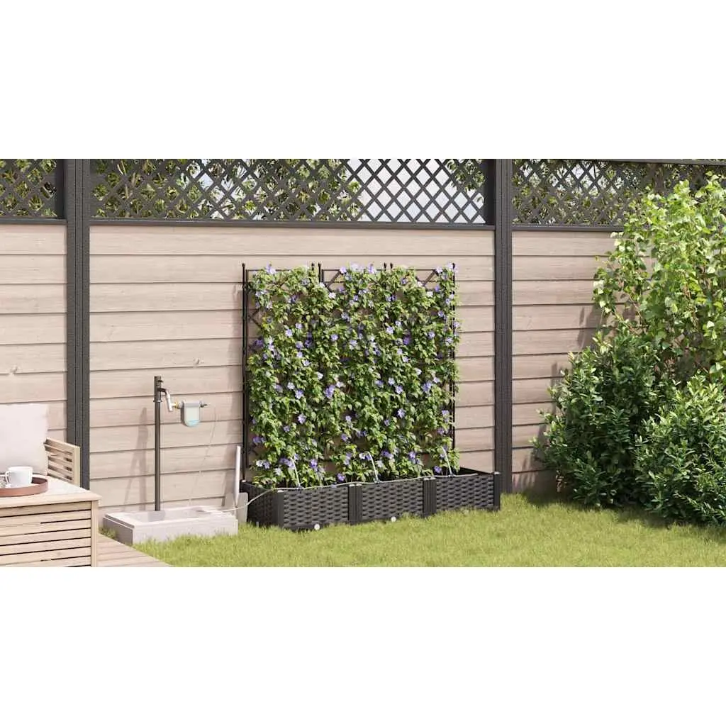 Garden Planter Pot Outdoor Terrace Patio Large 3 Piece Set Black Modern
