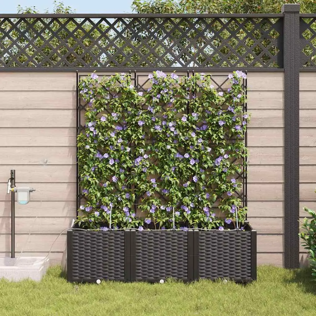 Garden Planter Set Outdoor Use Large Black 3 Piece