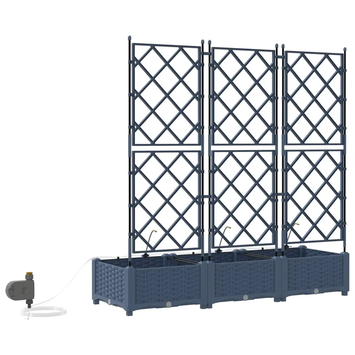 Garden Planter Set 3 pcs Grey Outdoor Terrace Large Modern Polypropylene