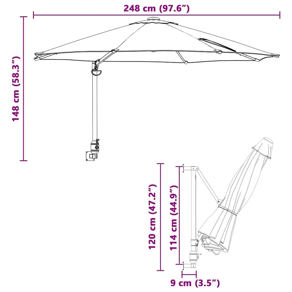 Garden Parasol Cantilever Outdoor Sunshade 248 x 248 x 148 cm