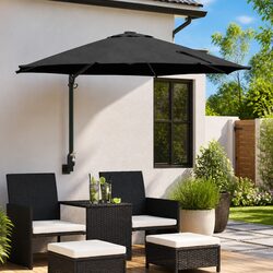 Black Patio Umbrella with Steel Frame and Polyester Canopy