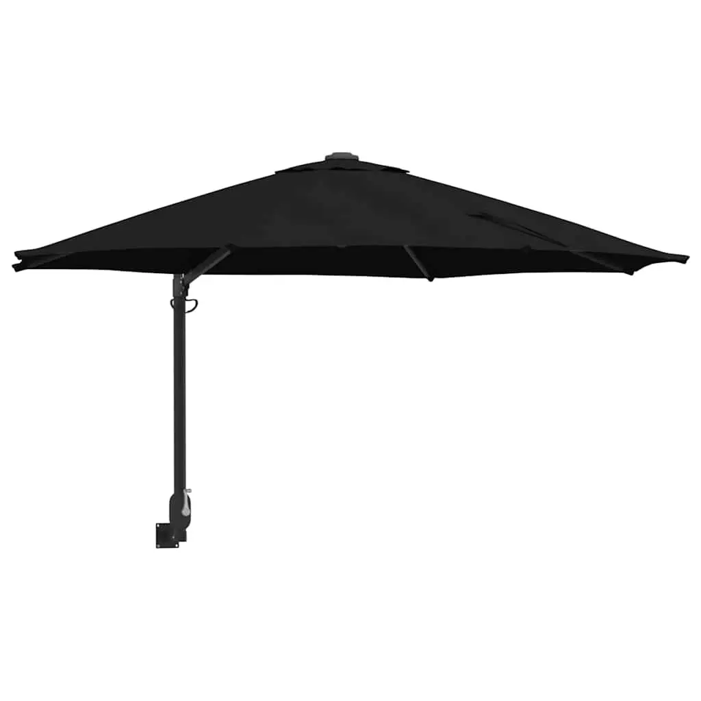Black Patio Umbrella with Steel Frame and Polyester Canopy