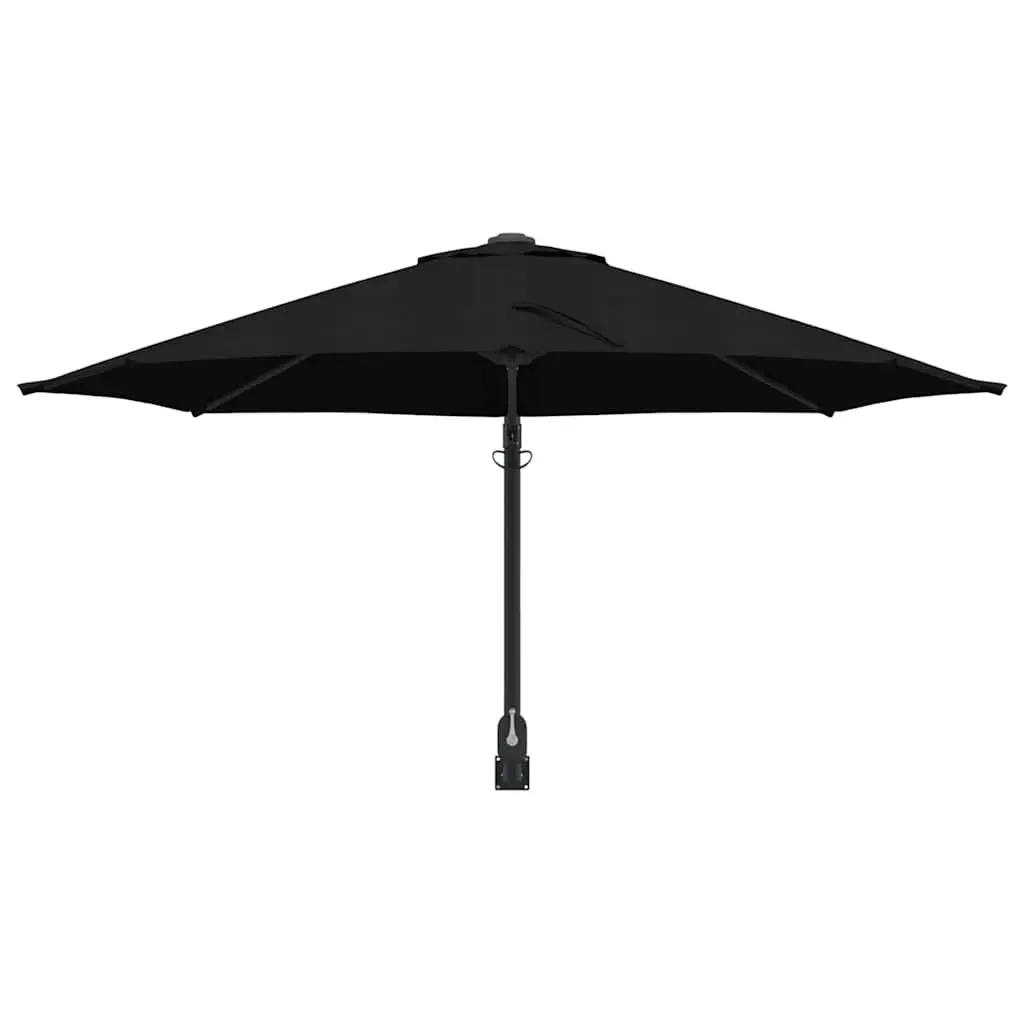 Black Patio Umbrella with Steel Frame and Polyester Canopy