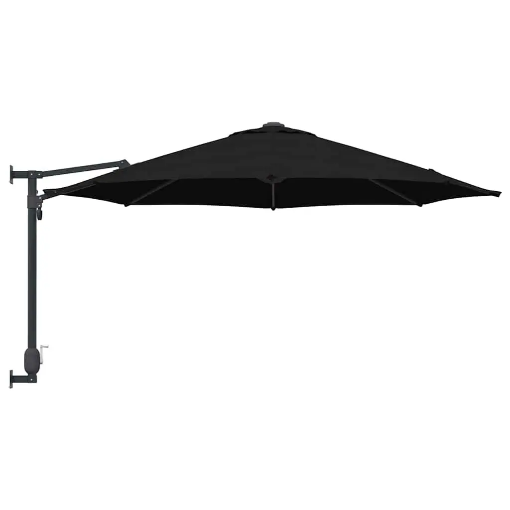 Black Patio Umbrella with Steel Frame and Polyester Canopy