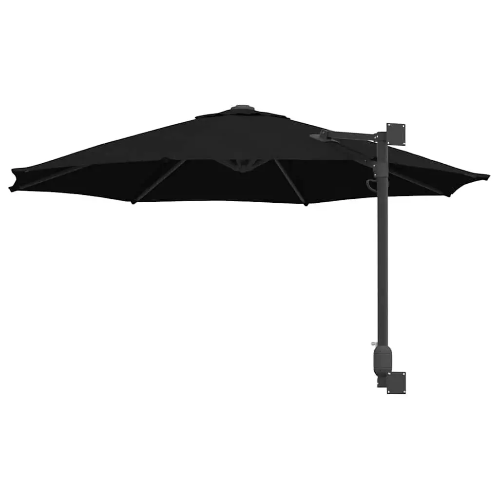 Black Patio Umbrella with Steel Frame and Polyester Canopy