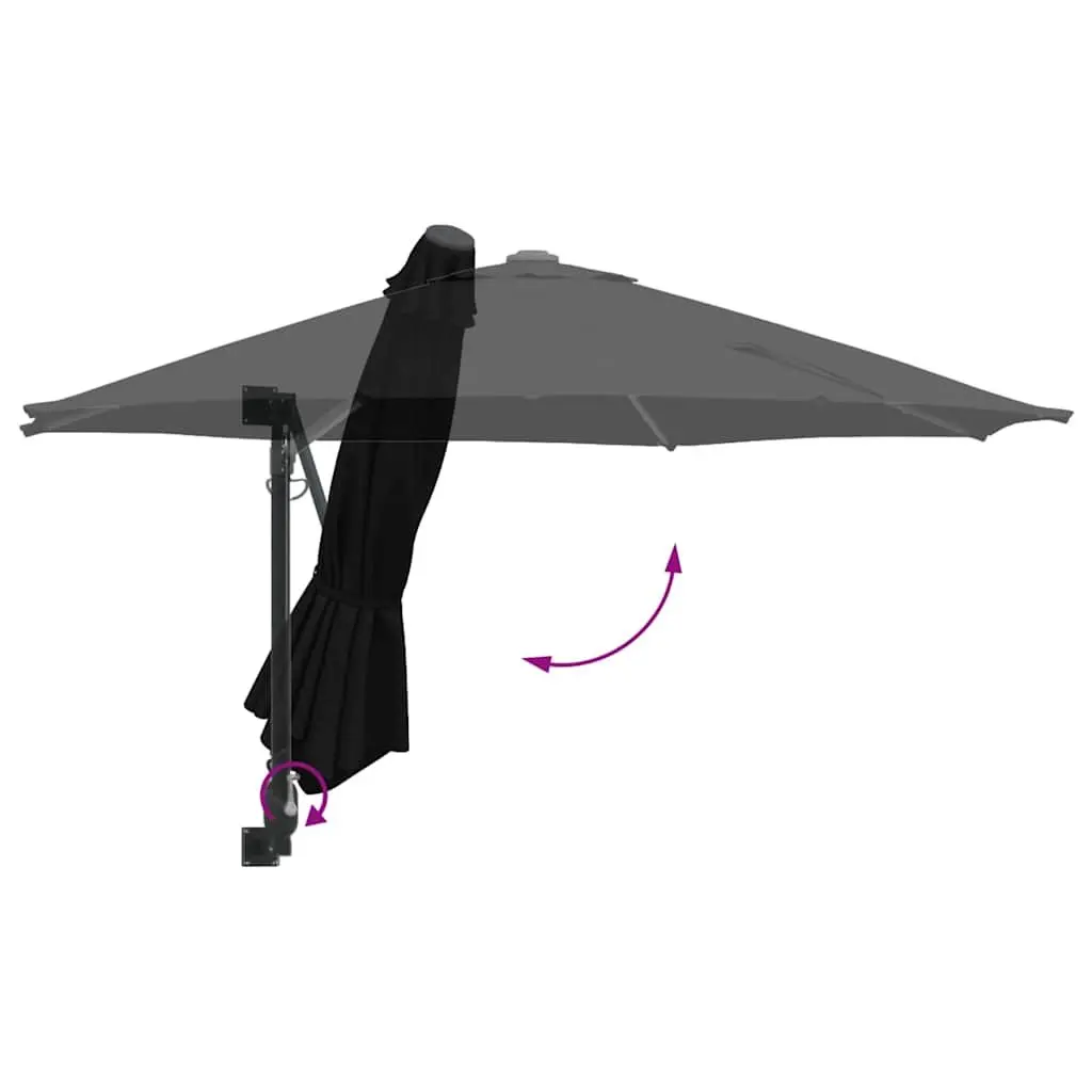 Black Patio Umbrella with Steel Frame and Polyester Canopy