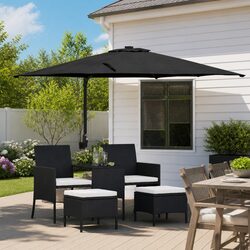 Black Outdoor Patio Parasol - Specs: 248.5 x 247.5 x 160cm