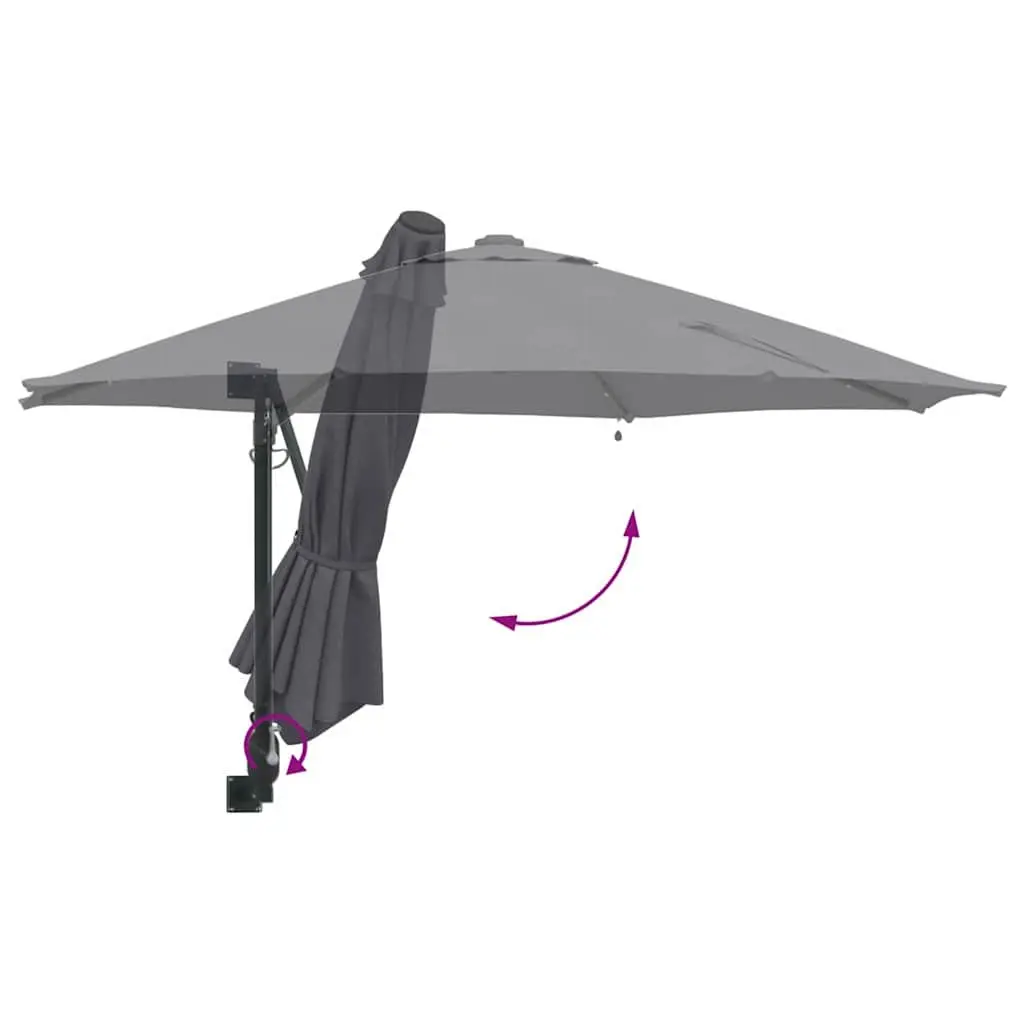 Garden Parasol Outdoor Umbrella Square Canopy Anthracite with LED Lights 248x248x148 cm