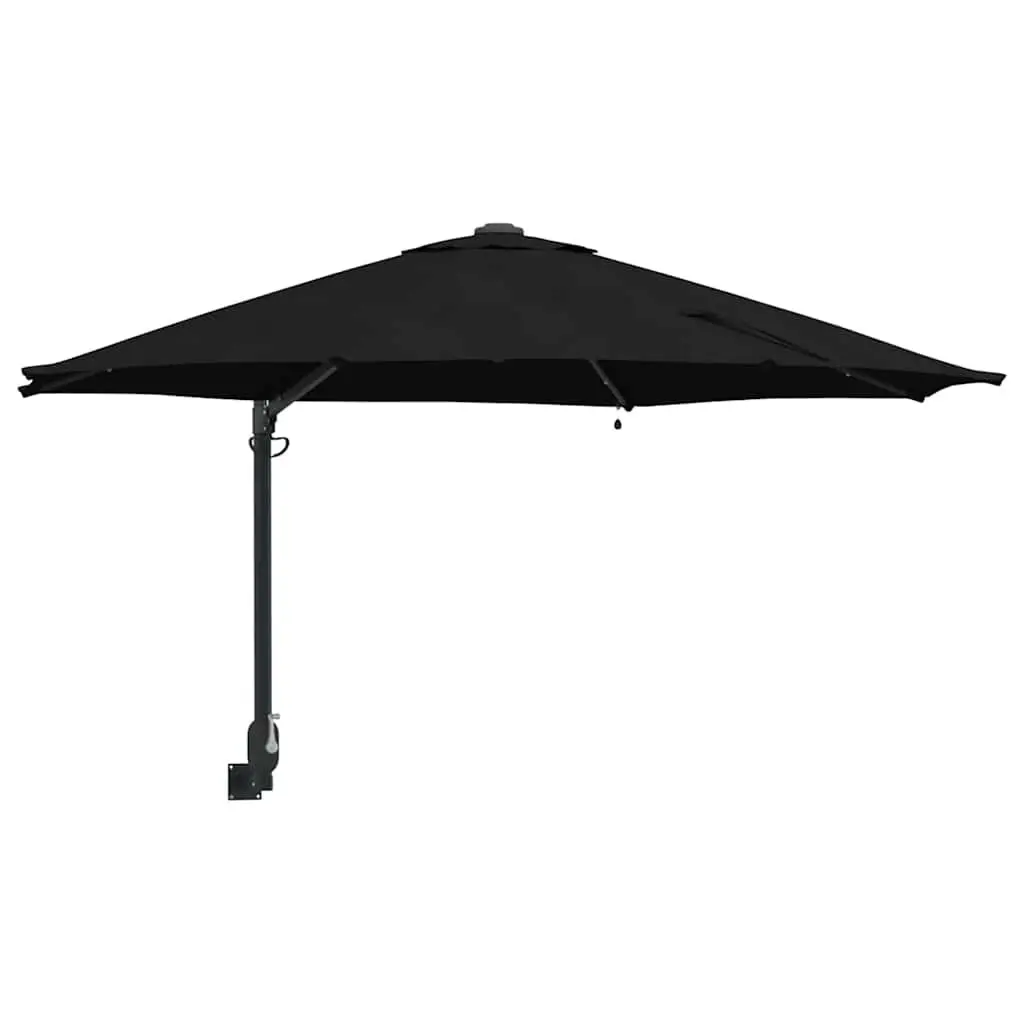 Black Outdoor Parasol with Solar Lights 248cm