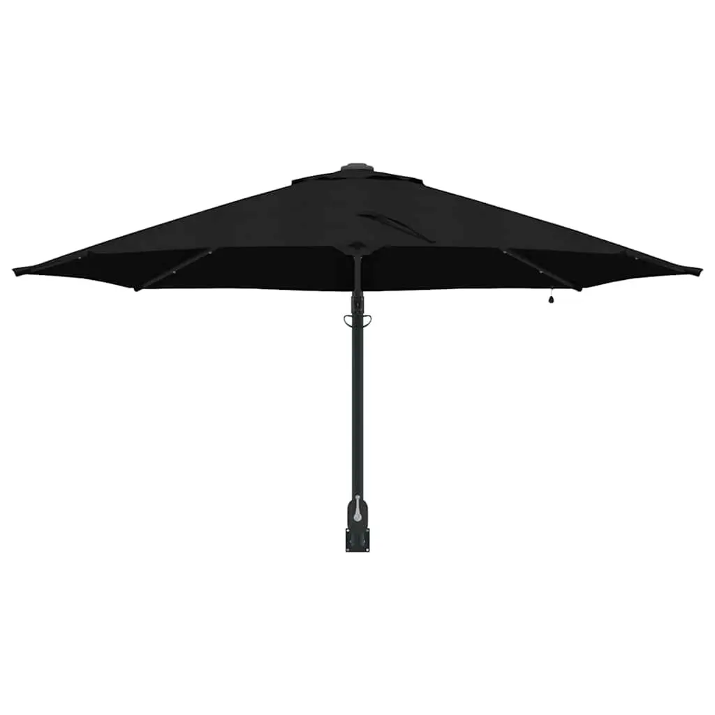 Black Outdoor Parasol with Solar Lights 248cm