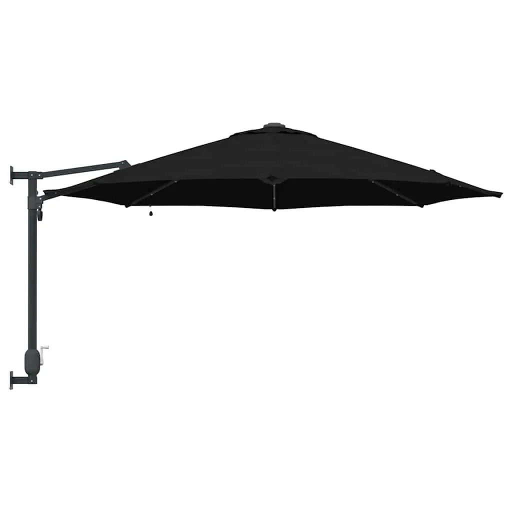 Black Outdoor Parasol with Solar Lights 248cm