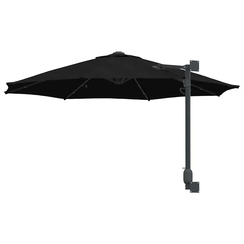Black Outdoor Parasol with Solar Lights 248cm