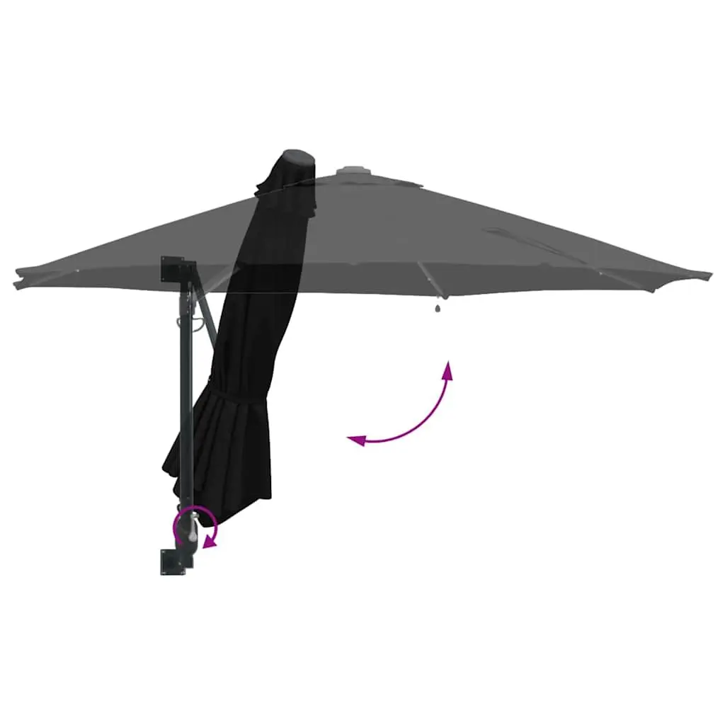 Black Outdoor Parasol with Solar Lights 248cm