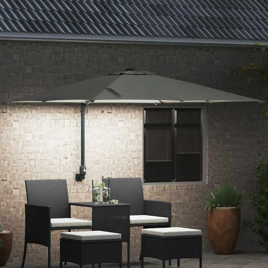 Cantilever Garden Parasol Umbrella Outdoor Shade with LED Lights 248.5 x 247.5 x 160 cm