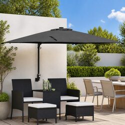 Garden Parasol Cantilever Outdoor Umbrella Sunshade with LED Lights Tilt