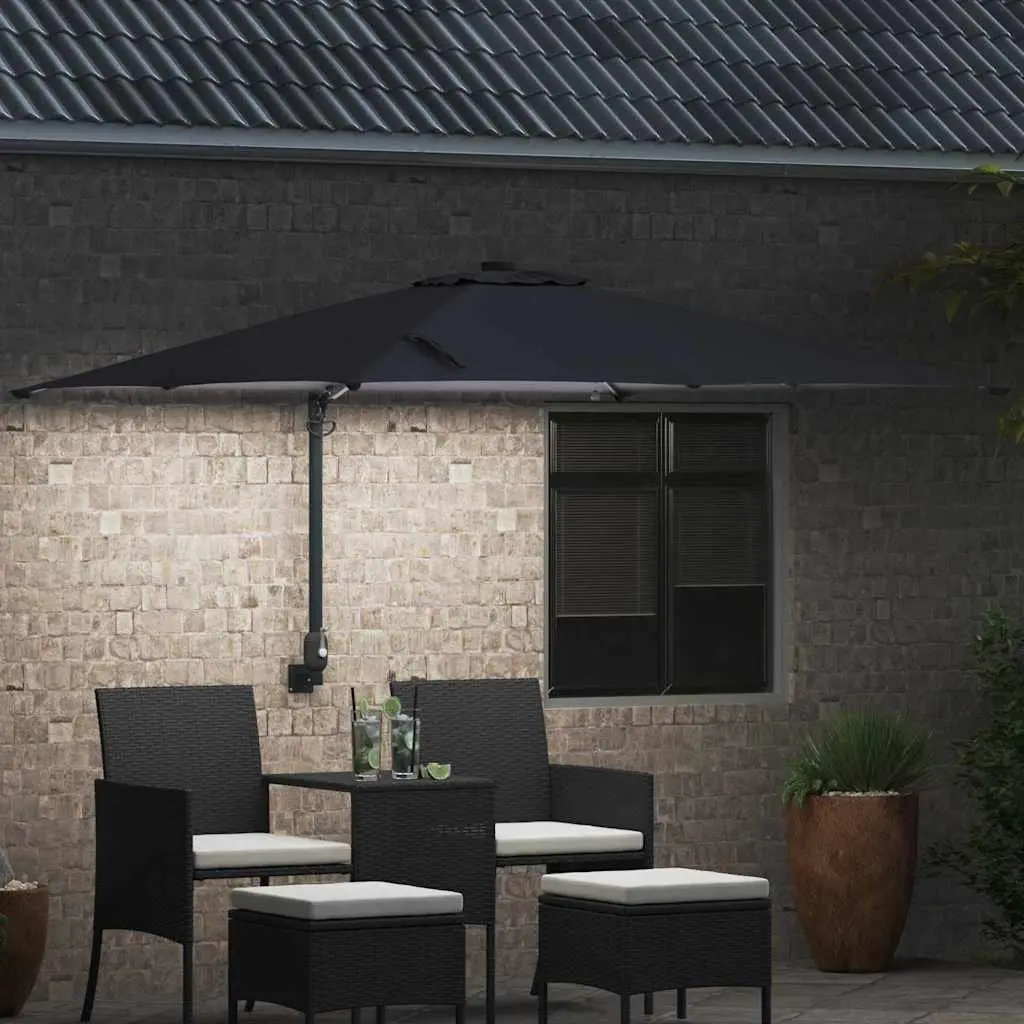 Garden Parasol Cantilever Outdoor Umbrella Sunshade with LED Lights 2485 x 2475 x 160 cm