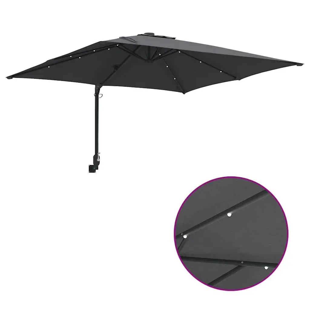 Garden Parasol Cantilever Outdoor Umbrella Sunshade with LED Lights 2485 x 2475 x 160 cm