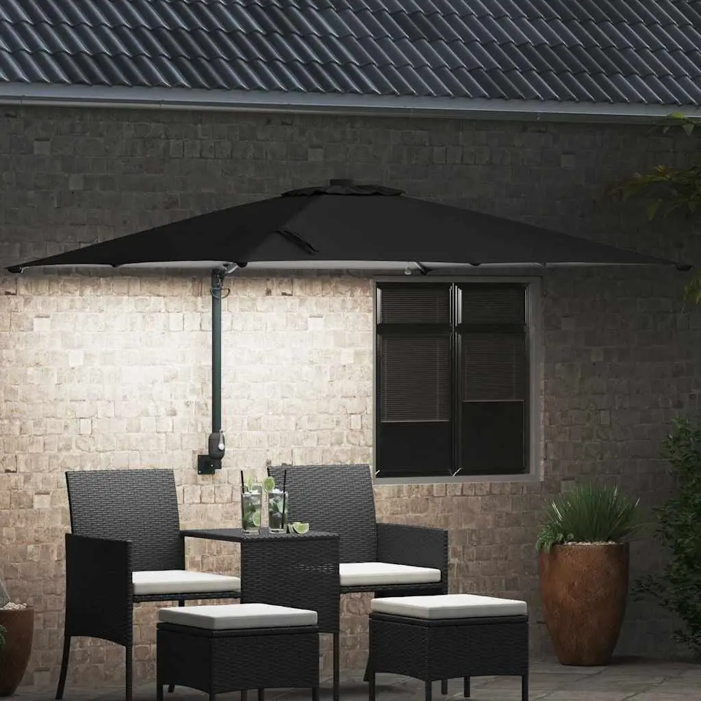 Garden Parasol Cantilever Umbrella Outdoor Shade Black 248.5cm