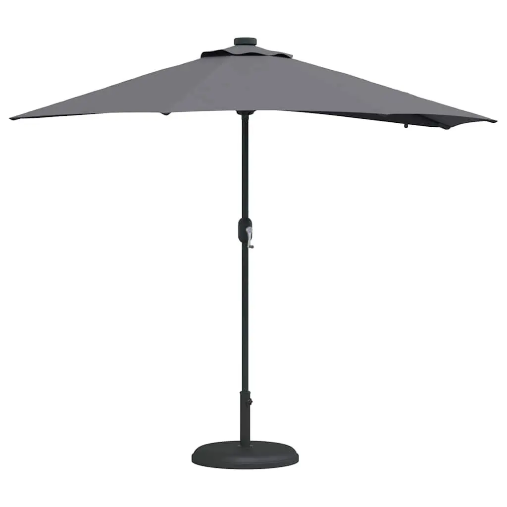 Garden Parasol Anthracite Outdoor Shade Umbrella Hand Crank Solar LED Lights