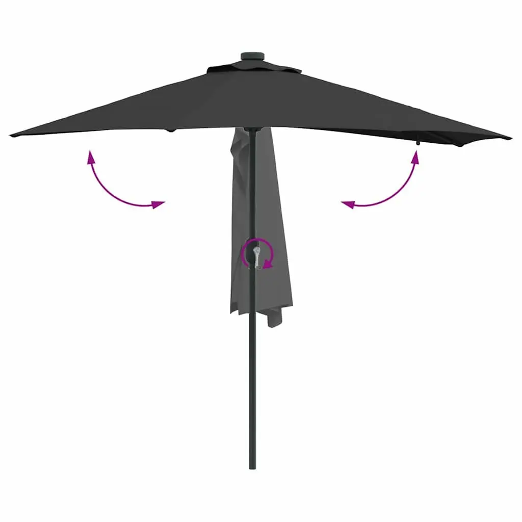 Garden Parasol Outdoor Umbrella Sunshade with Solar LED Lights 294 x 150 x 223 cm