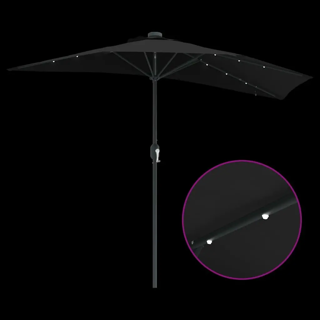 Garden Parasol Outdoor Umbrella Sunshade with Solar LED Lights 294 x 150 x 223 cm