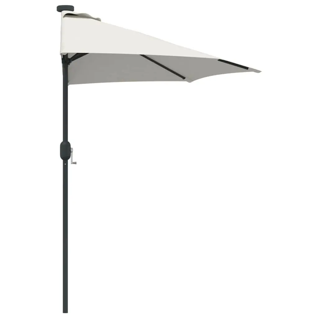Garden Parasol Outdoor Umbrella with LED Lights Manual Crank 294x150x224cm Brown