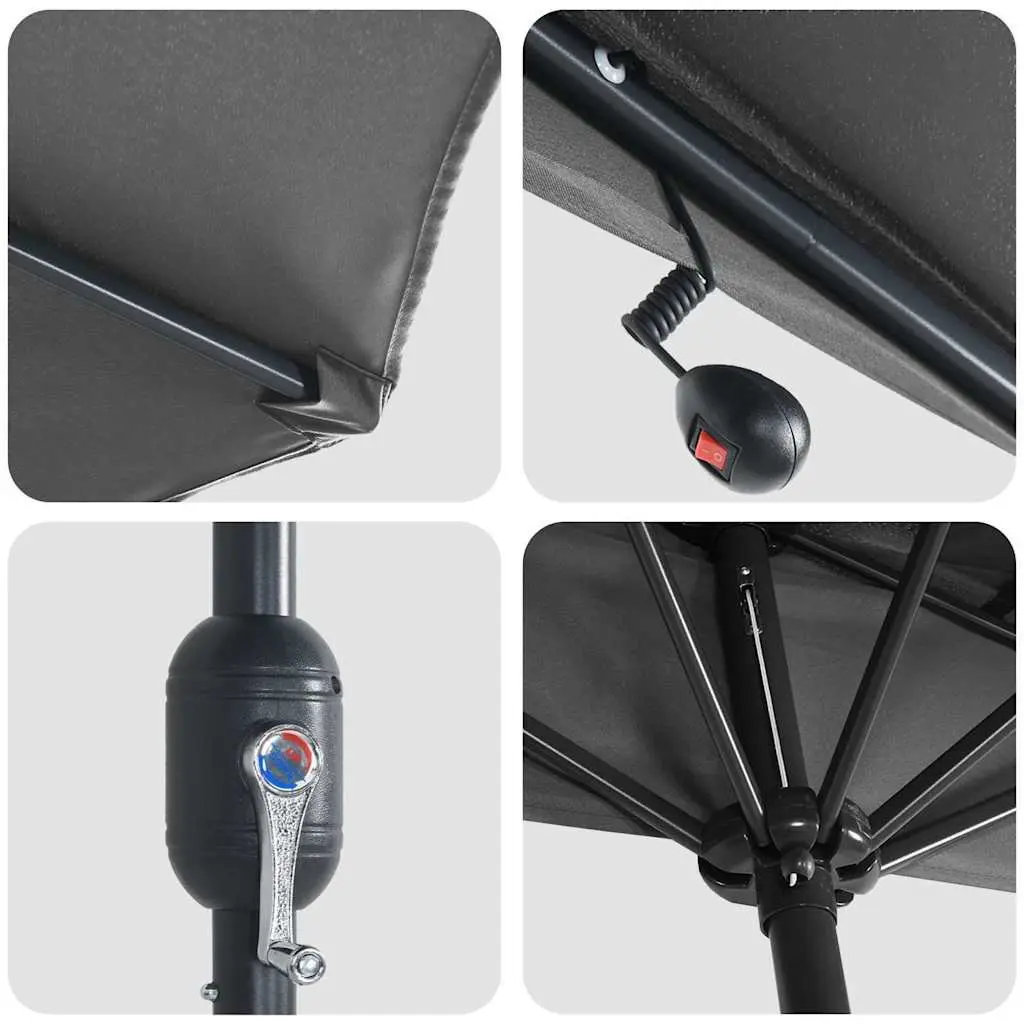 Garden Parasol Outdoor Umbrella Manual Crank 294x150x224cm